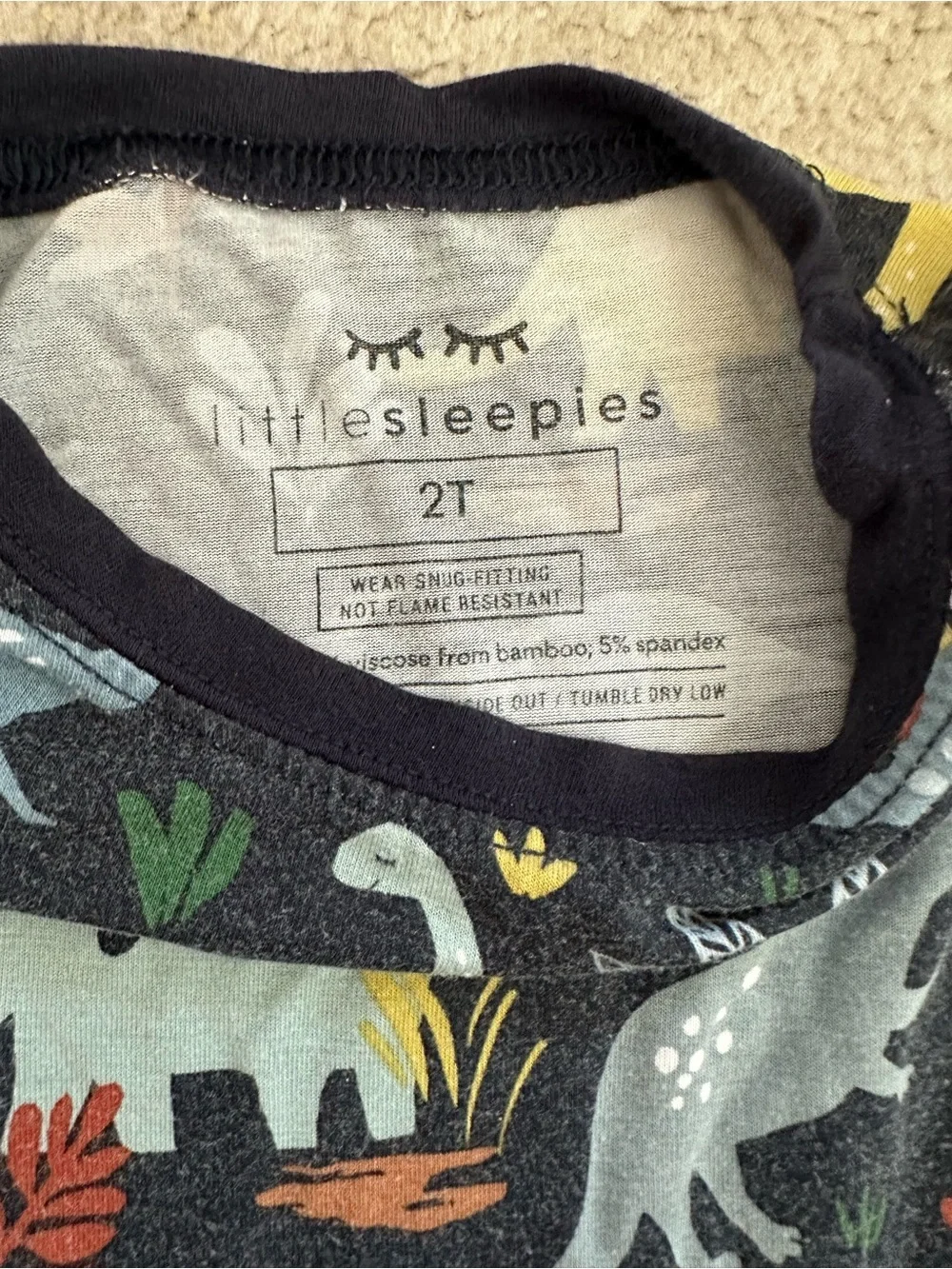 Children'sDinosaur Print Pajama Set - Multicolor